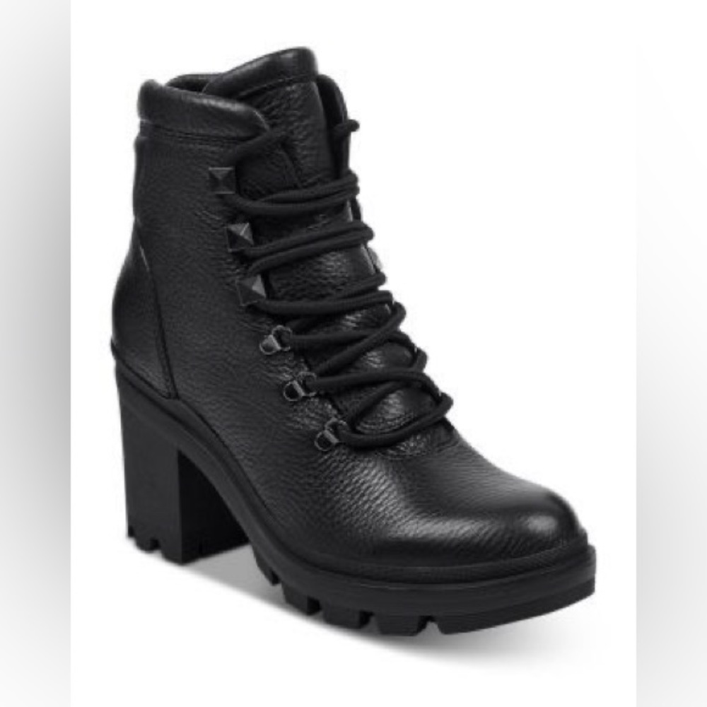 Marc Fisher Black platform lace up hiking combat boots 6.5